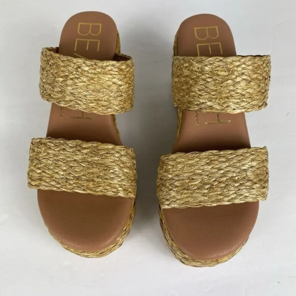 Beach by Matisse Raffia Platform Sandals Sz 8 Slip On Y2K Vacation Cruise